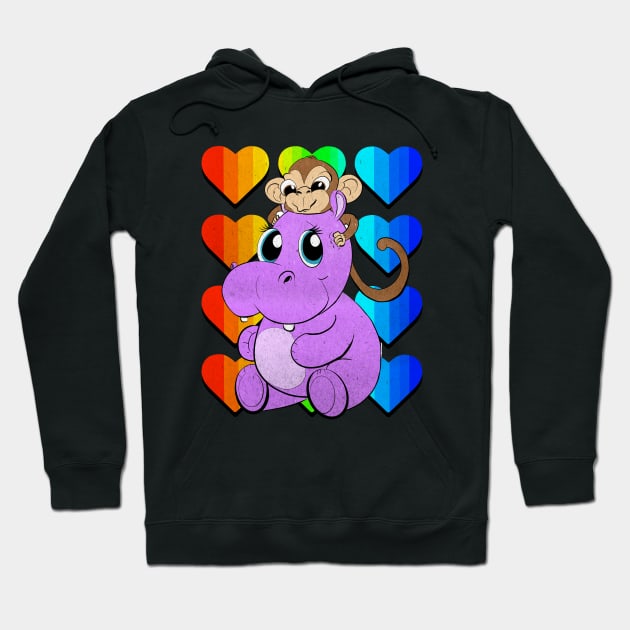 monkey hippo Hoodie by carrillo_art_studios